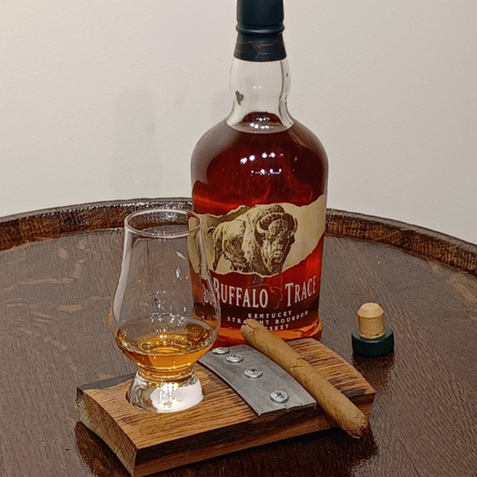 Single Hole Cigar Coaster with Outside Metal Bands | Small Hole |  Perfect for Whiskey Glasses