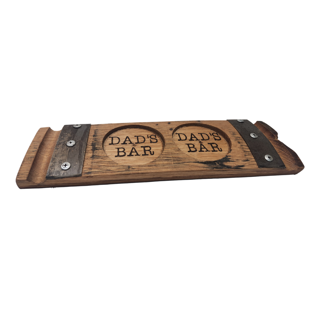 Double Hole Cigar Coaster with Outside Metal Bands | Perfect for Whiskey and Rocks Glasses