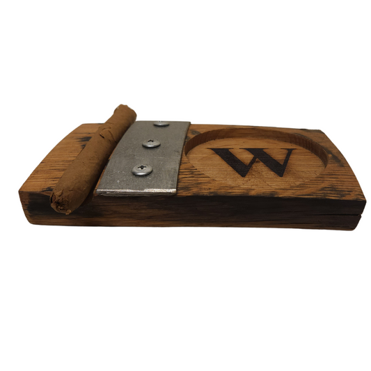 Single Hole Cigar Coaster with Outside Metal Bands | Perfect for Whiskey and Rocks Glasses
