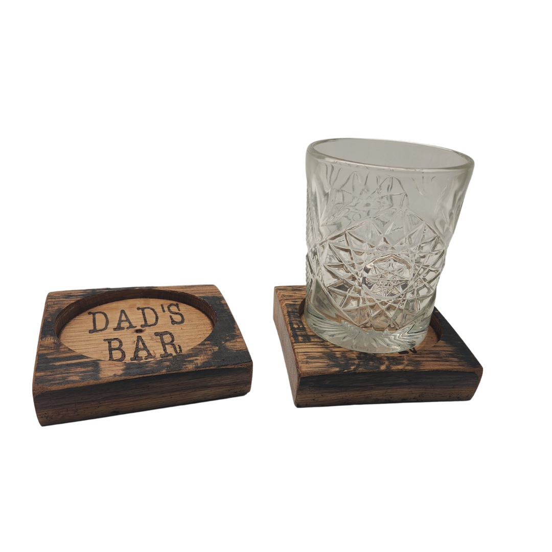 Rustic Barrel Coaster Set – 4 Pieces | Handcrafted from Repurposed Whiskey or Wine Barrels