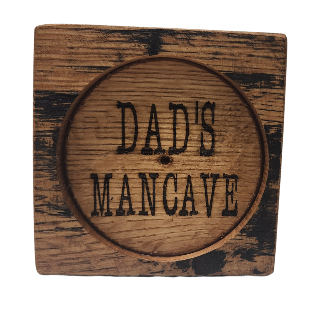 Rustic Barrel Coaster Set – 4 Pieces | Handcrafted from Repurposed Whiskey or Wine Barrels