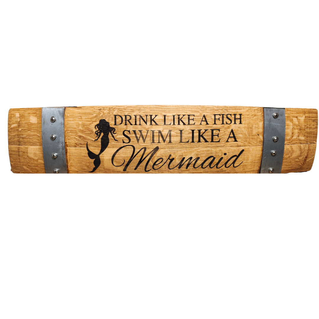 Beach Sign Laser Engraved Made from Repurposed Whiskey or Wine Barrels