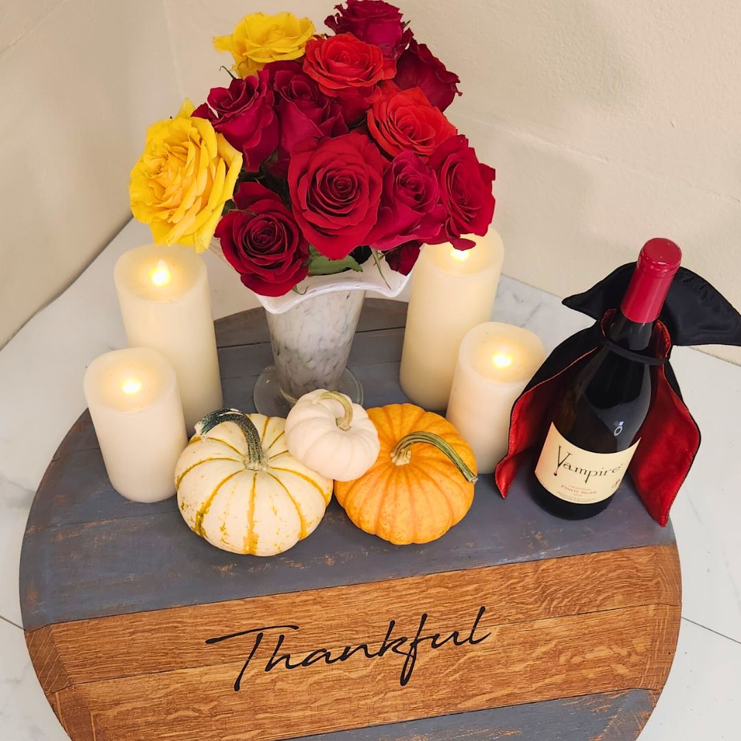 Wine Barrel Head Lazy Susan-Gray Wash - WhiskeyandWineDesign
