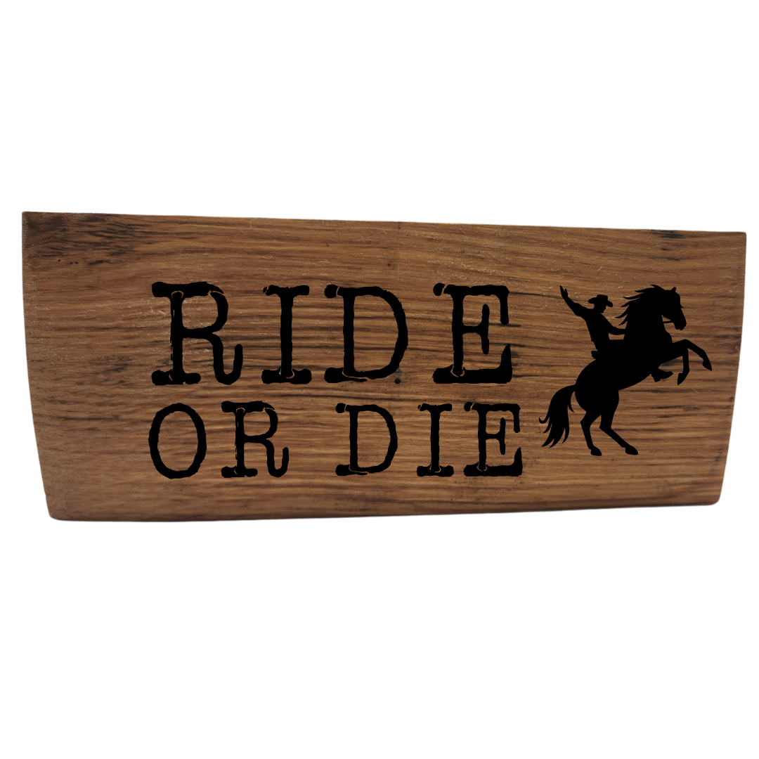 Western Block Sign Laser Engraved Made from Repurposed Whiskey or Wine Barrels