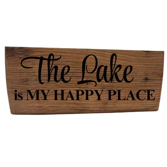 Lake Block Sign Laser Engraved  Made from Repurposed Whiskey or Wine Barrels