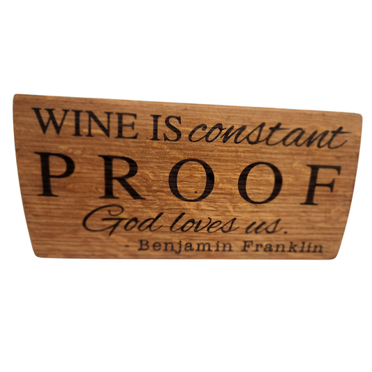 Wine Block Signs with Punny Scripts Made from Wine Barrel Staves