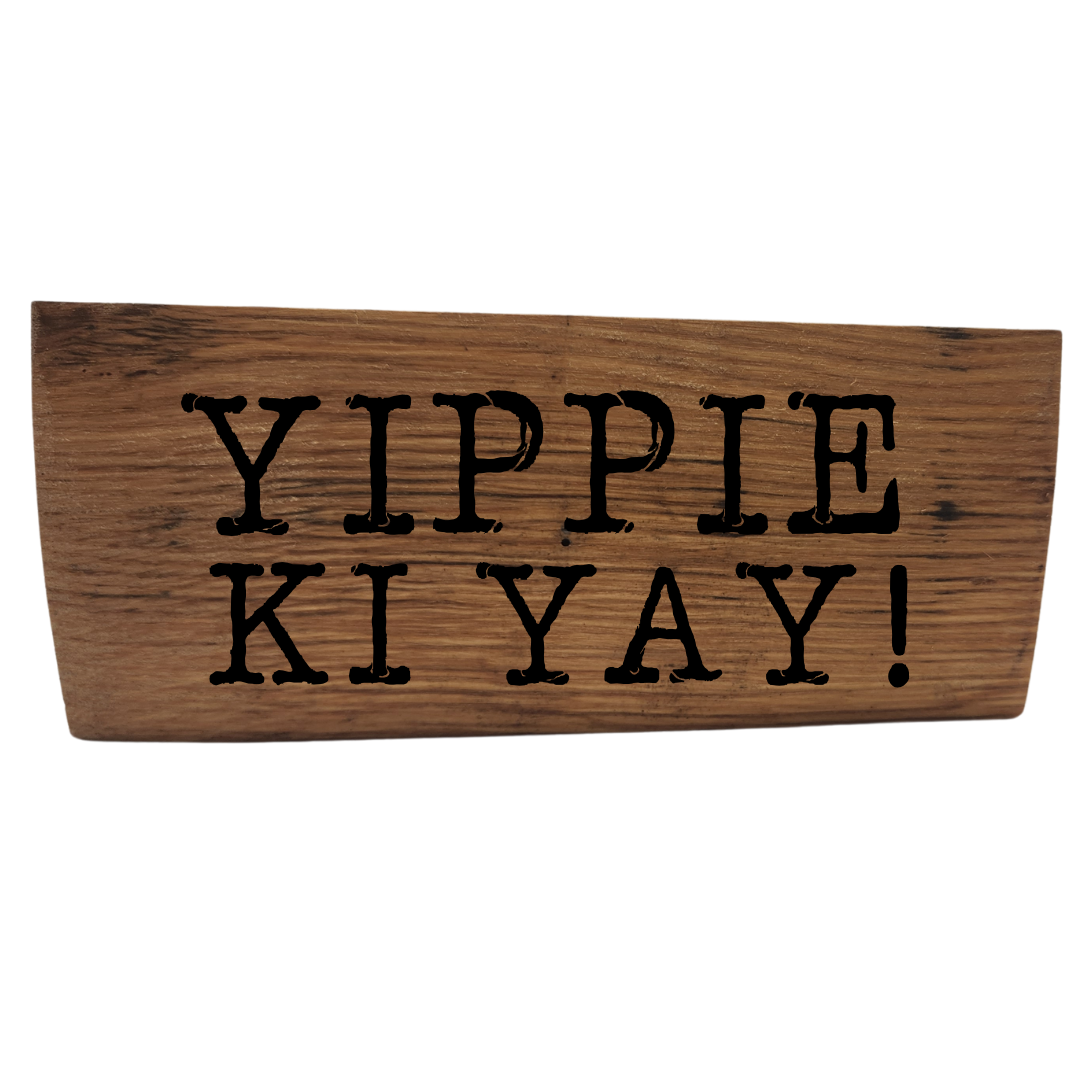Western Block Sign Laser Engraved Made from Repurposed Whiskey or Wine Barrels