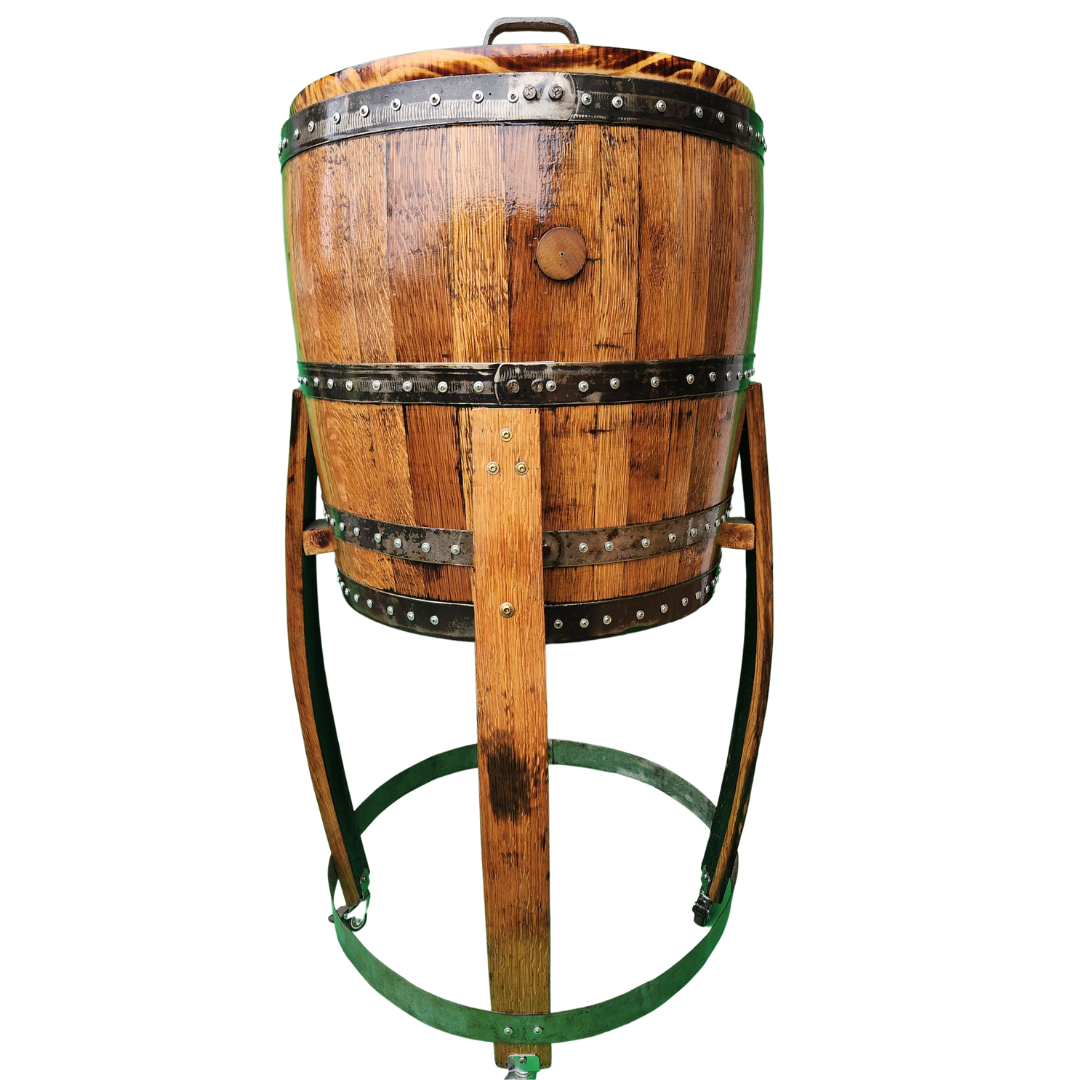 Barrel Cooler - Genuine Bourbon or Wine Barrel with Wheeled Casters - WhiskeyandWineDesign