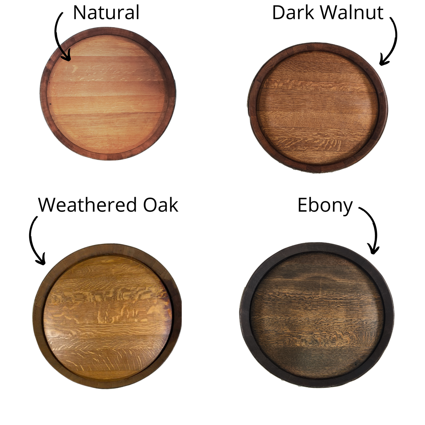 Wine Barrel Top Lazy Susan with Double Metal Ring-Black Bands - WhiskeyandWineDesign
