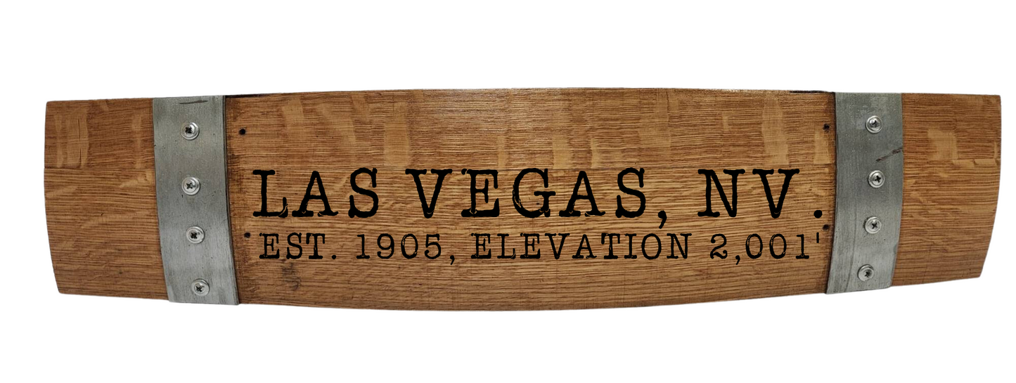 Elevation Sign Laser Engraved Made from Repurposed Whiskey or Wine Barrels - WhiskeyandWineDesign