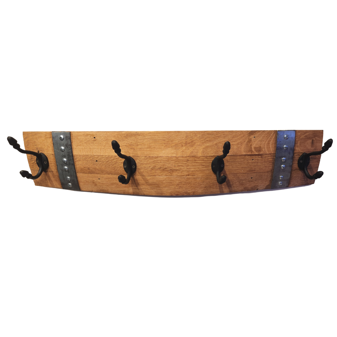 Stave 28" Coat Rack with Cast Iron Hardware - WhiskeyandWineDesign