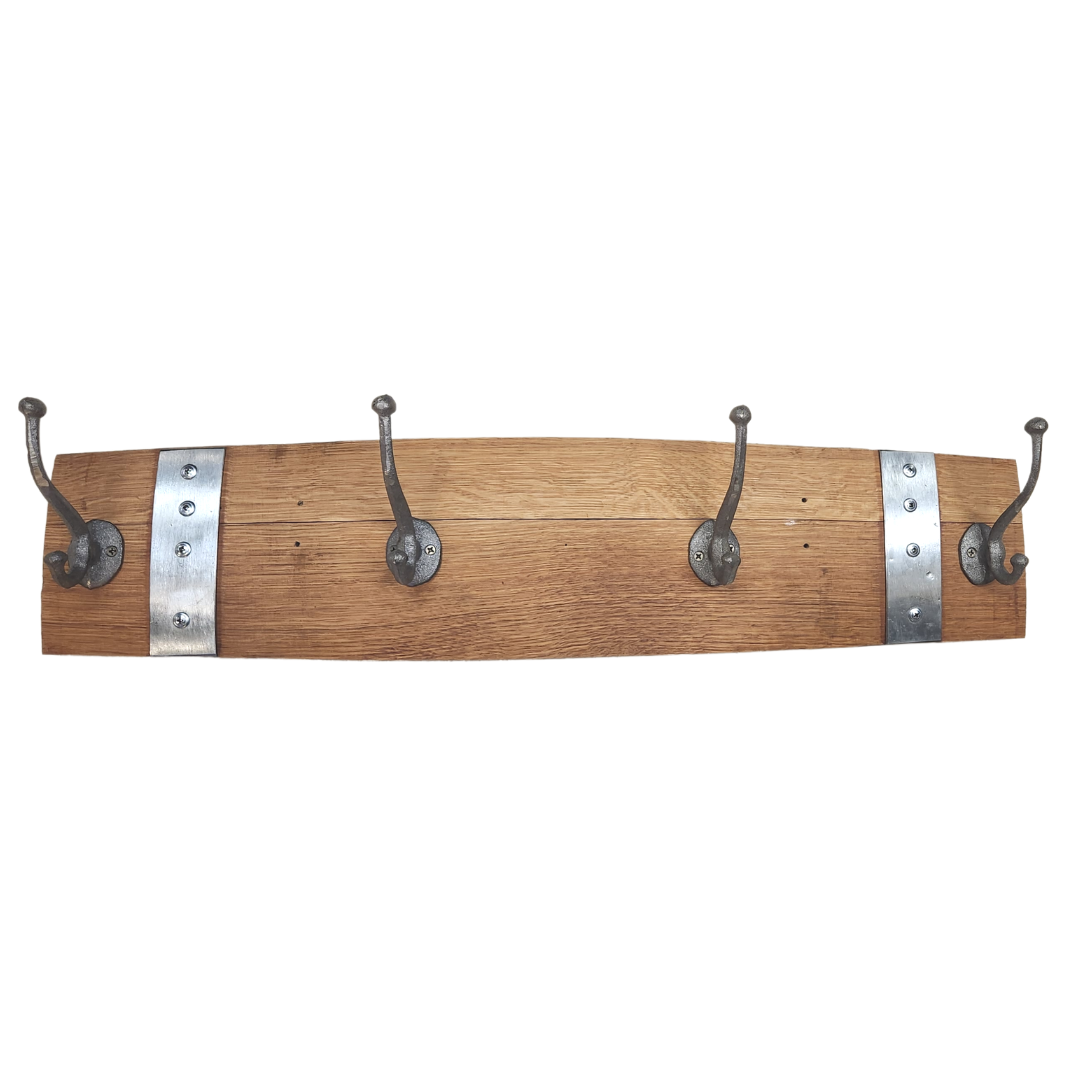 Stave 28" Coat Rack with Cast Iron Hardware - WhiskeyandWineDesign