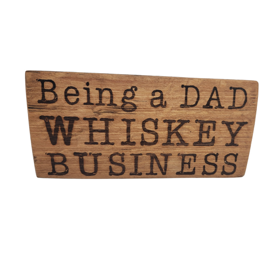 Whiskey Block Signs with Punny Scripts Made from Bourbon Barrel Staves - WhiskeyandWineDesign