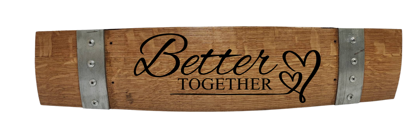 Anniversary/Valentine's/ Wedding Stave Signs on Wine Stave Horizontal 28 Inch