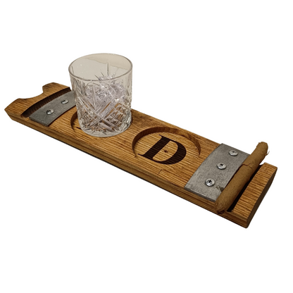 Double Hole Cigar Coaster with Outside Metal Bands | Perfect for Whiskey and Rocks Glasses