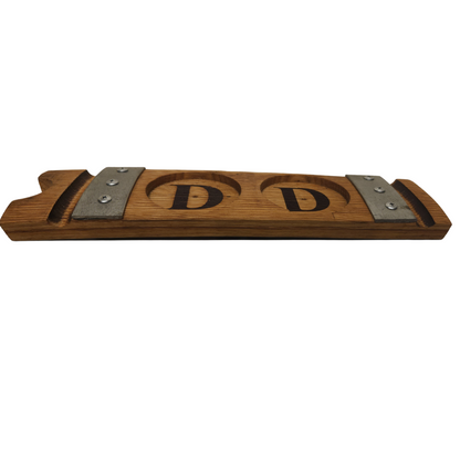 Double Hole Cigar Coaster with Outside Metal Bands | Perfect for Whiskey and Rocks Glasses
