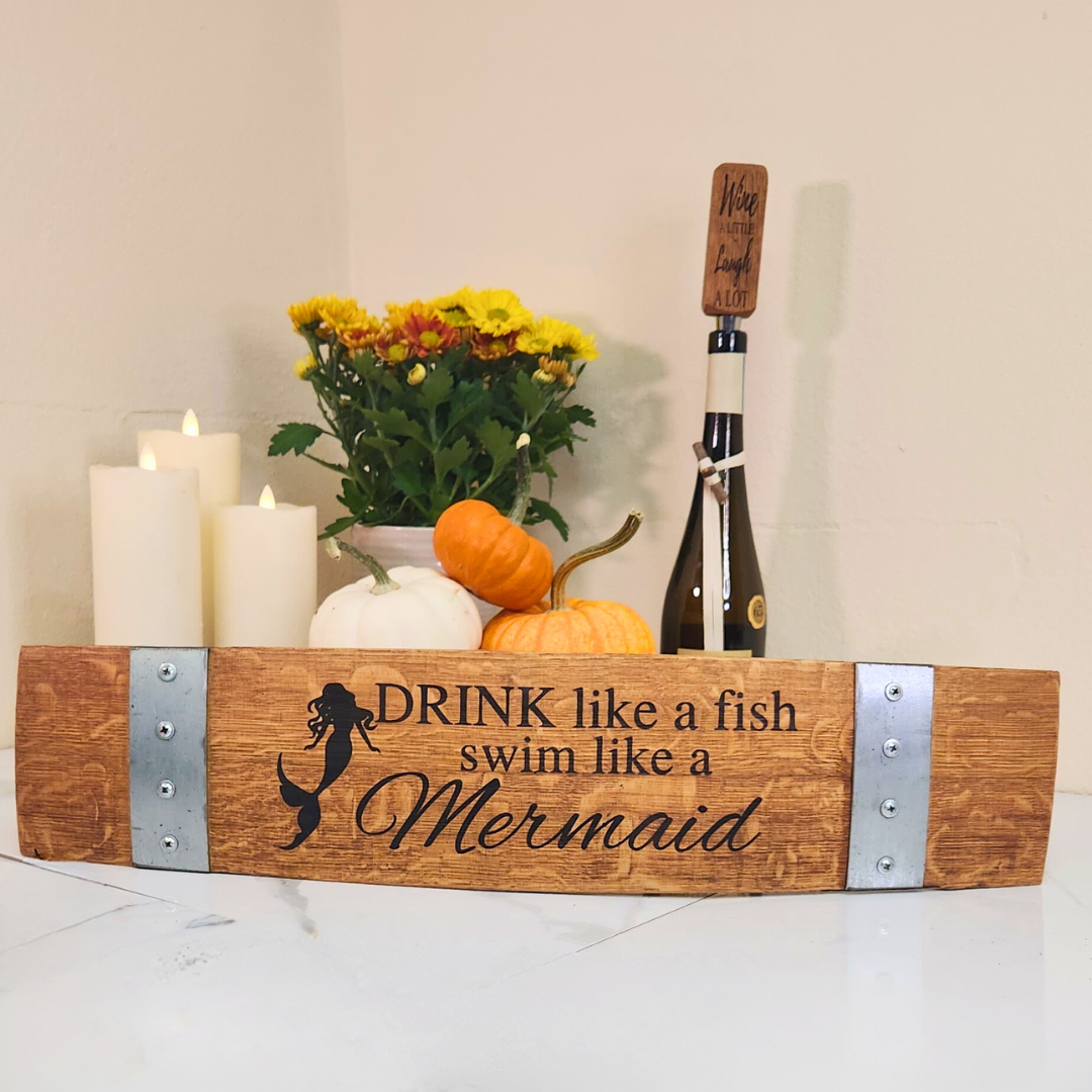 Wine Script Wine Sign Laser Engraved Made from Repurposed Wine Barrels 24 Inches L ...