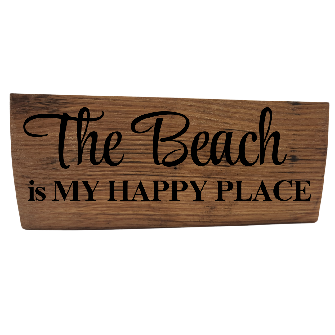 Beach Block Sign Laser Engraved  Made from Repurposed Whiskey or Wine Barrels