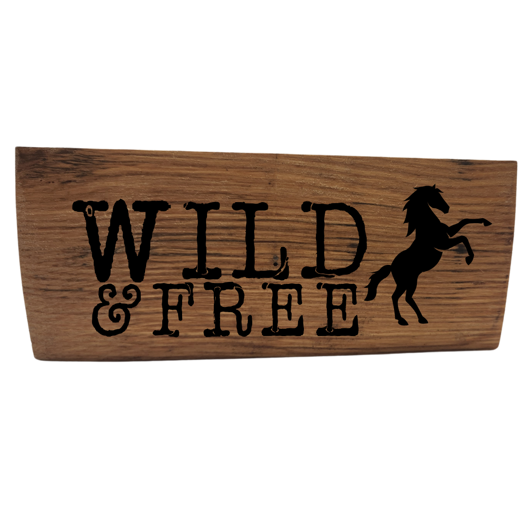 Western Block Sign Laser Engraved  Made from Repurposed Whiskey or Wine Barrels