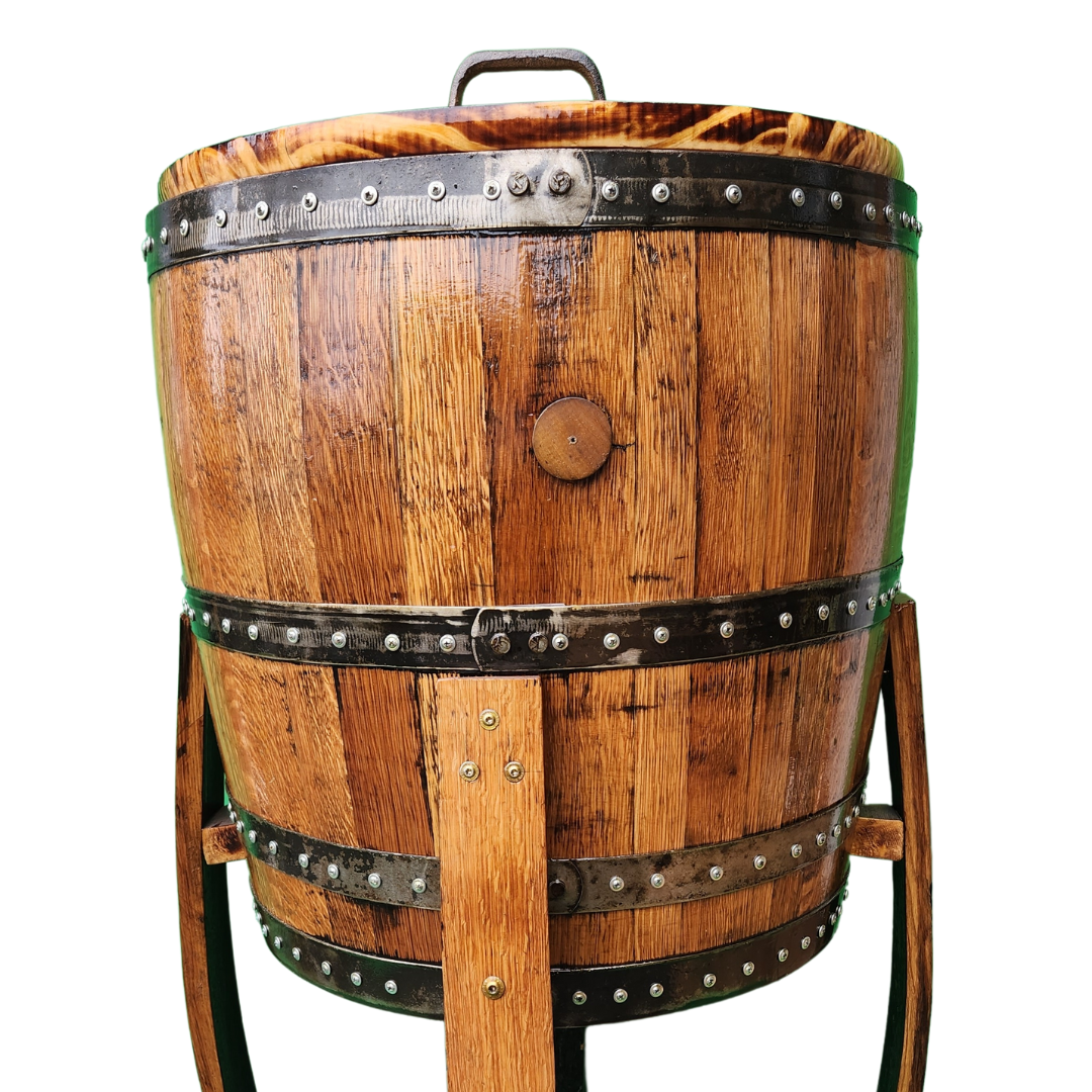 Barrel Cooler - Genuine Bourbon or Wine Barrel with Wheeled Casters - WhiskeyandWineDesign