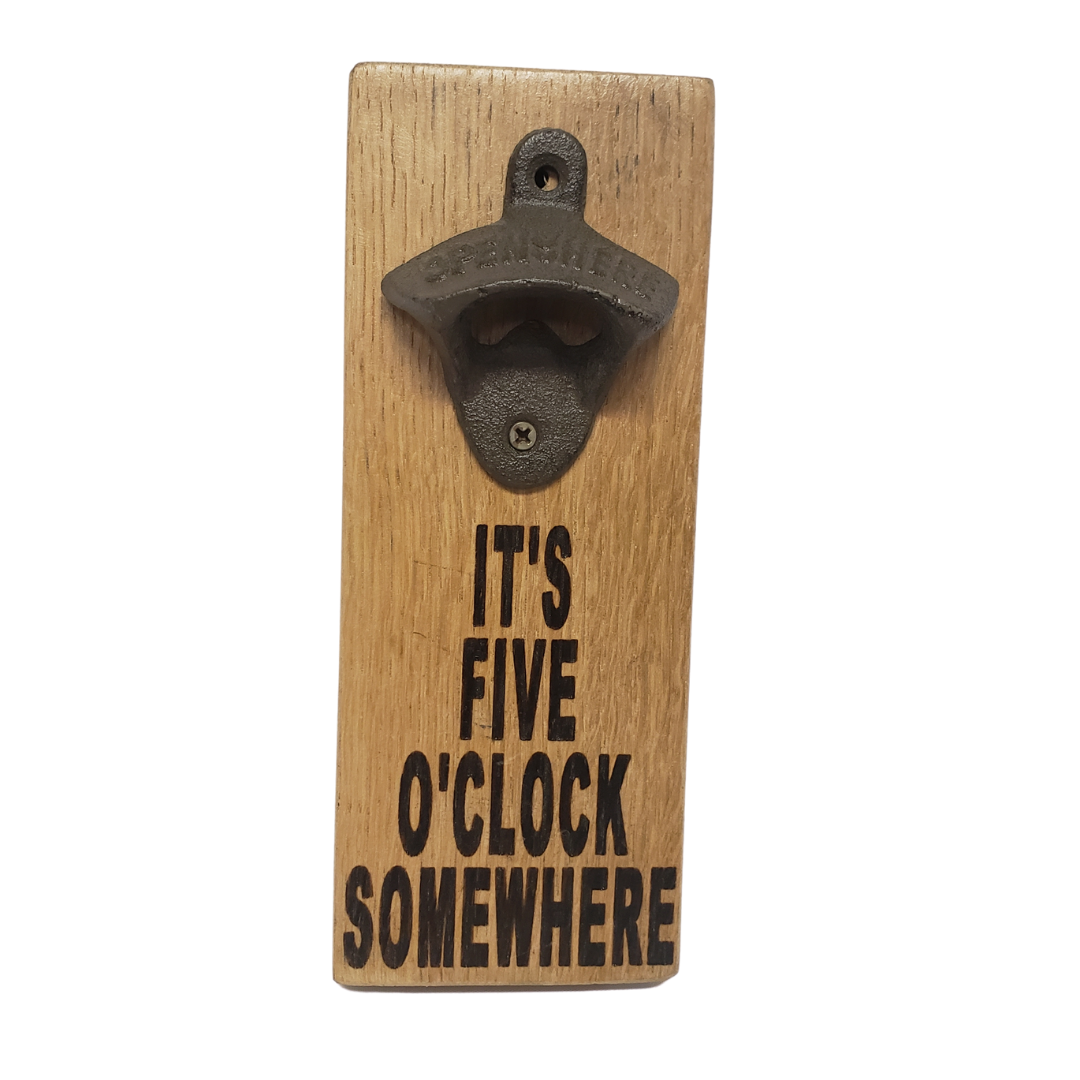 Stave Bottle Opener Engraved with Punny Scripts -BottleS - WhiskeyandWineDesign