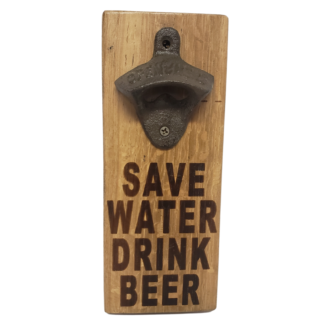 Stave Bottle Opener Engraved with Punny Scripts -BottleS - WhiskeyandWineDesign