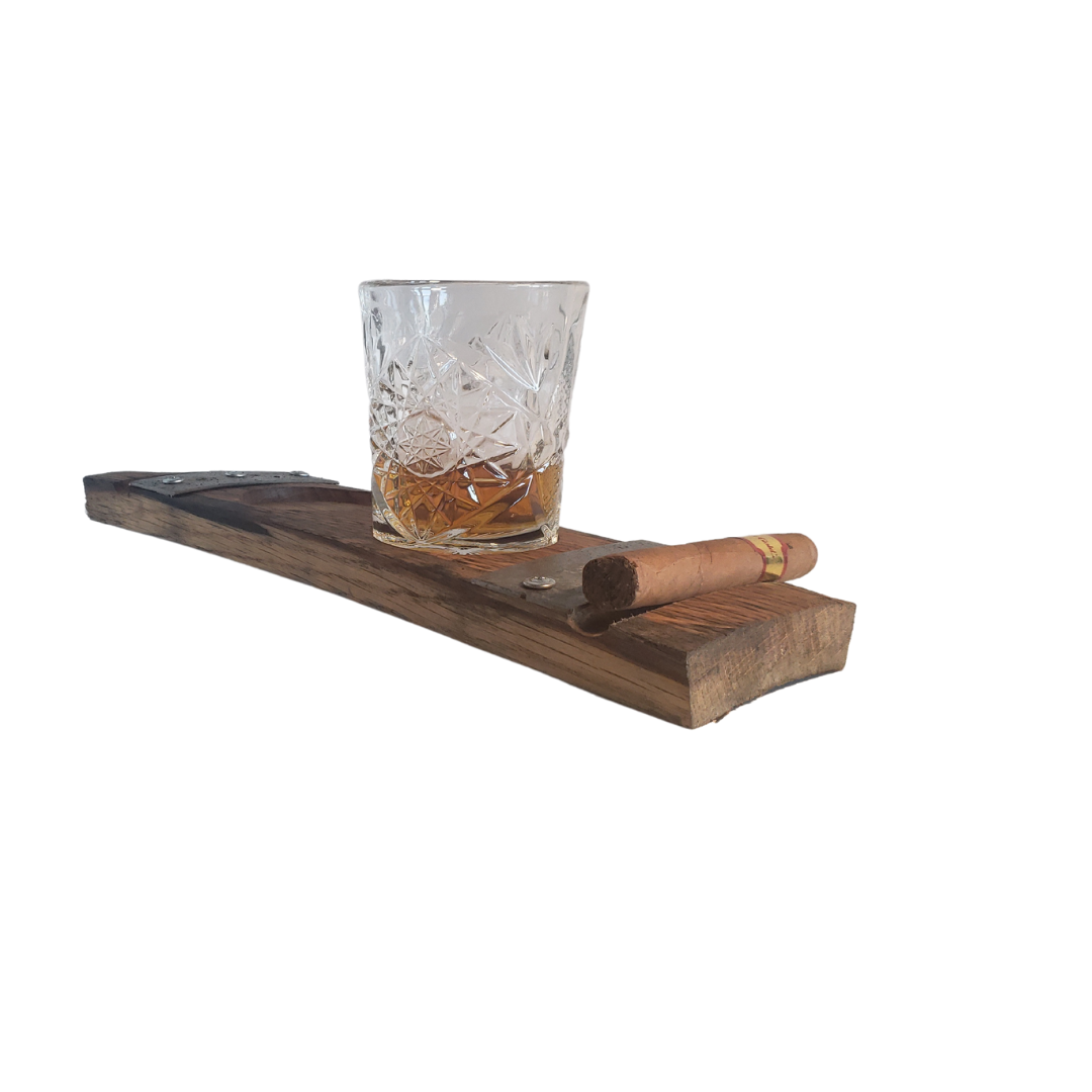 Double Hole or Single Hole Cigar Coaster with Outside Metal Bands | Perfect for Whiskey and Rocks Glasses - WhiskeyandWineDesign