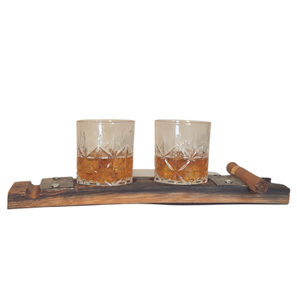 Double Hole or Single Hole Cigar Coaster with Outside Metal Bands | Perfect for Whiskey and Rocks Glasses - WhiskeyandWineDesign