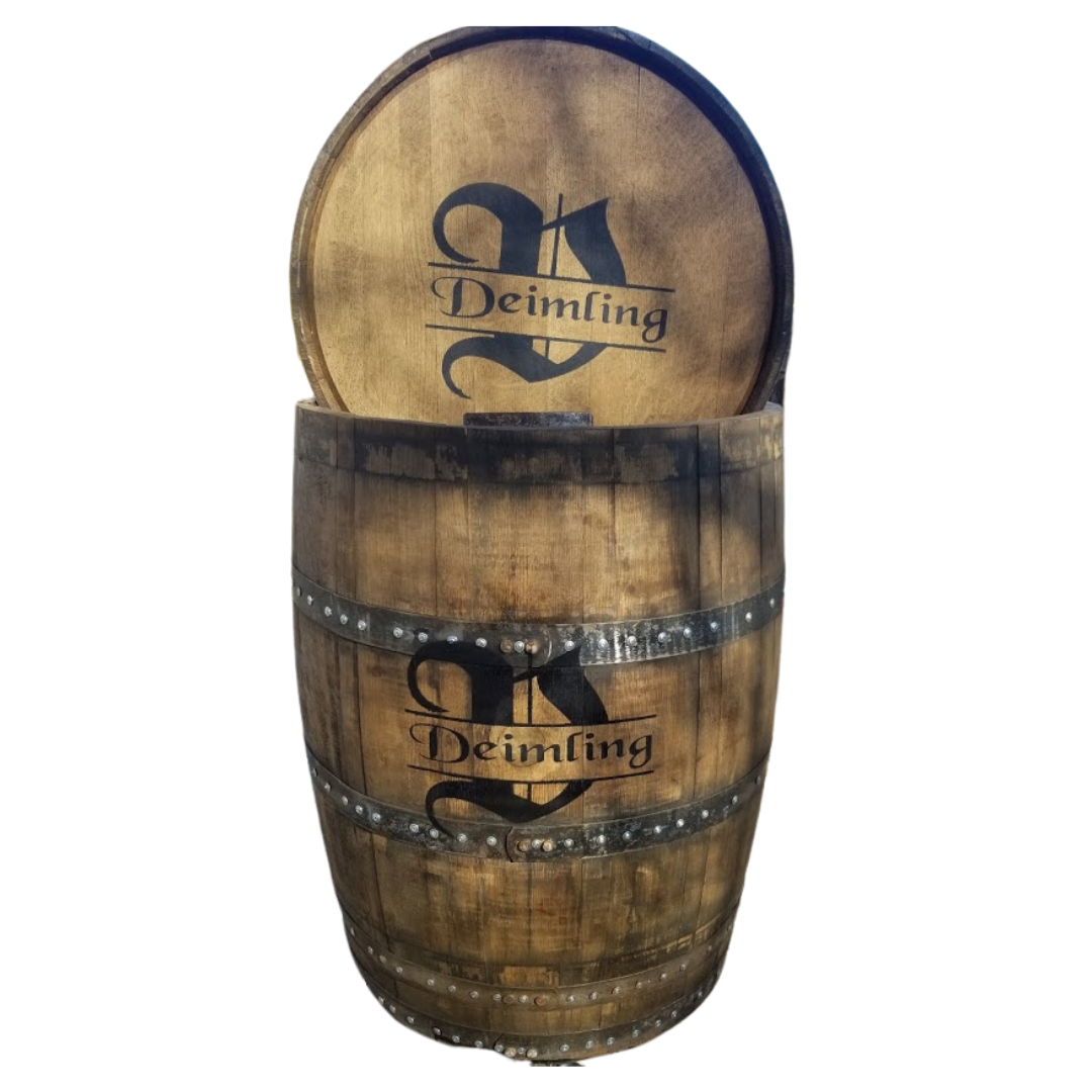 Elevate Your Space with Authentic Barrel Charm - Barrel Trash Can with Removable Lid - WhiskeyandWineDesign