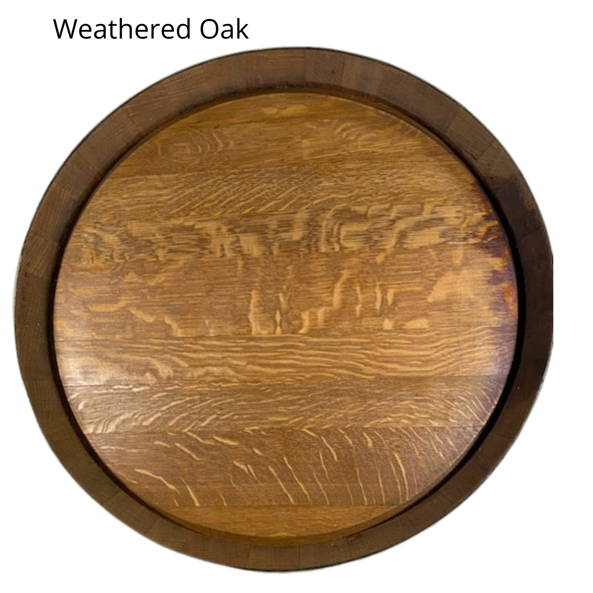 Wine Barrel Top Lazy Susan with Double Metal Ring - WhiskeyandWineDesign