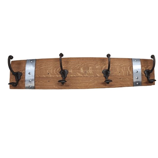 Stave 28" Coat Rack with Cast Iron Hardware - WhiskeyandWineDesign