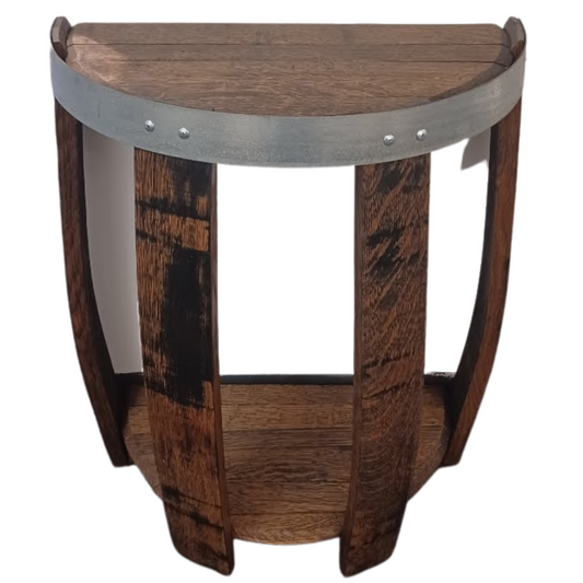 Wine Barrel Head Round Table Half with Stave Legs - WhiskeyandWineDesign