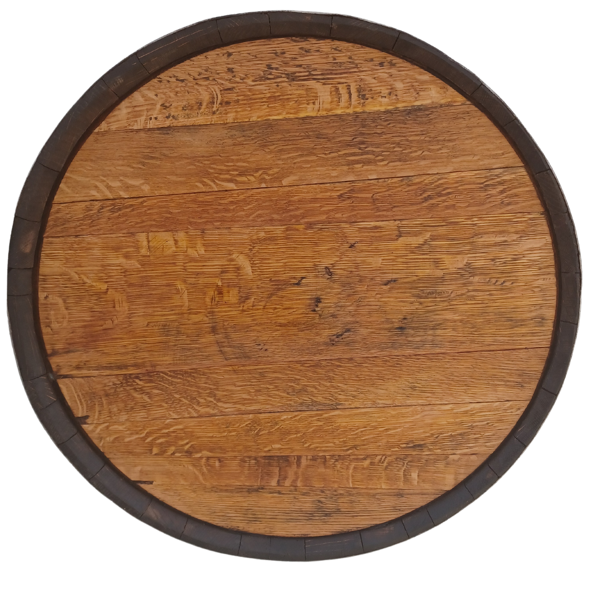 Whiskey Barrel Head Wall Art with Single Metal Ring - WhiskeyandWineDesign