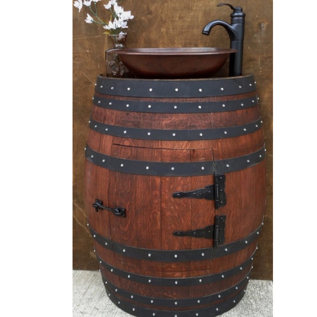 Bourbon or Wine Barrel Cabinet Sink - WhiskeyandWineDesign