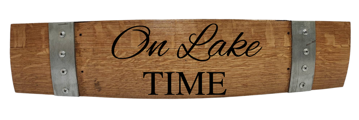 River or Lake Sign Laser Engraved Made from Repurposed Whiskey or Wine Barrels - WhiskeyandWineDesign