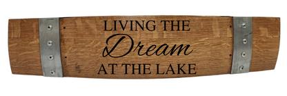 River or Lake Sign Laser Engraved Made from Repurposed Whiskey or Wine Barrels - WhiskeyandWineDesign