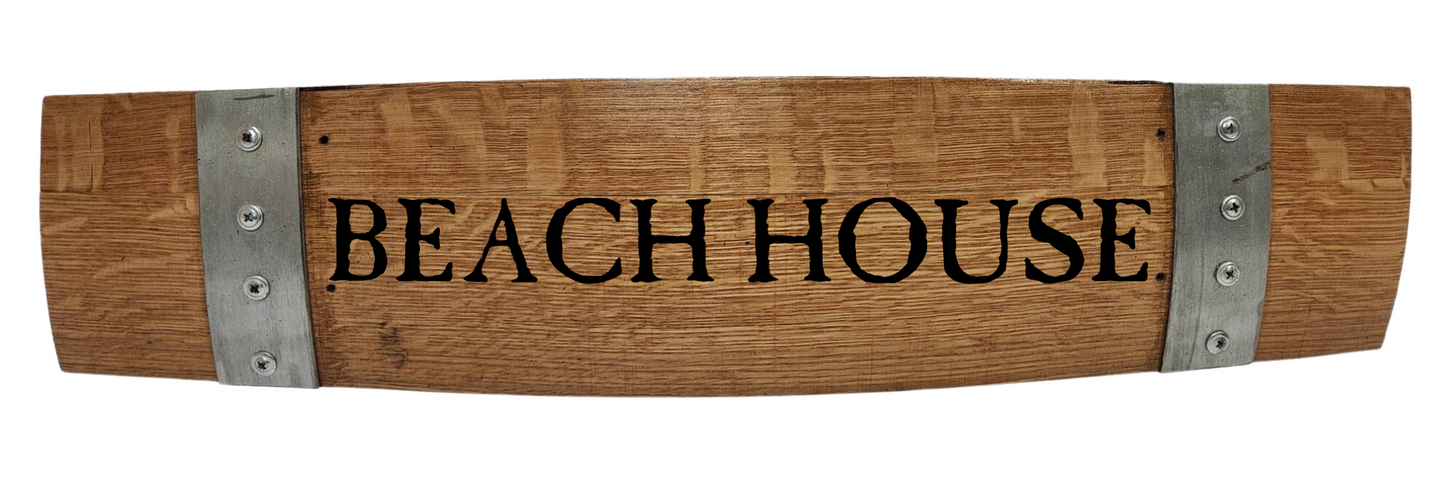 Beach Sign Laser Engraved Made from Repurposed Whiskey or Wine Barrels - WhiskeyandWineDesign