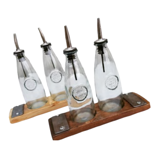 Wine Stave Oil & Vinegar Cruet Set - 10"x3.5" - WhiskeyandWineDesign