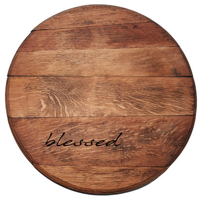 Wine Barrel Head Lazy Susan-Natural - WhiskeyandWineDesign