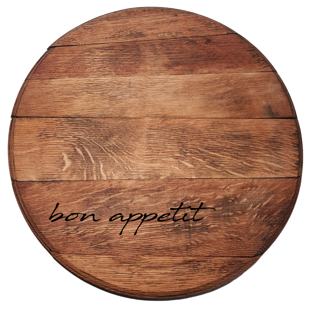 Wine Barrel Head Lazy Susan Tray - WhiskeyandWineDesign