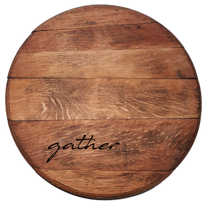 Wine Barrel Head Lazy Susan-Natural - WhiskeyandWineDesign