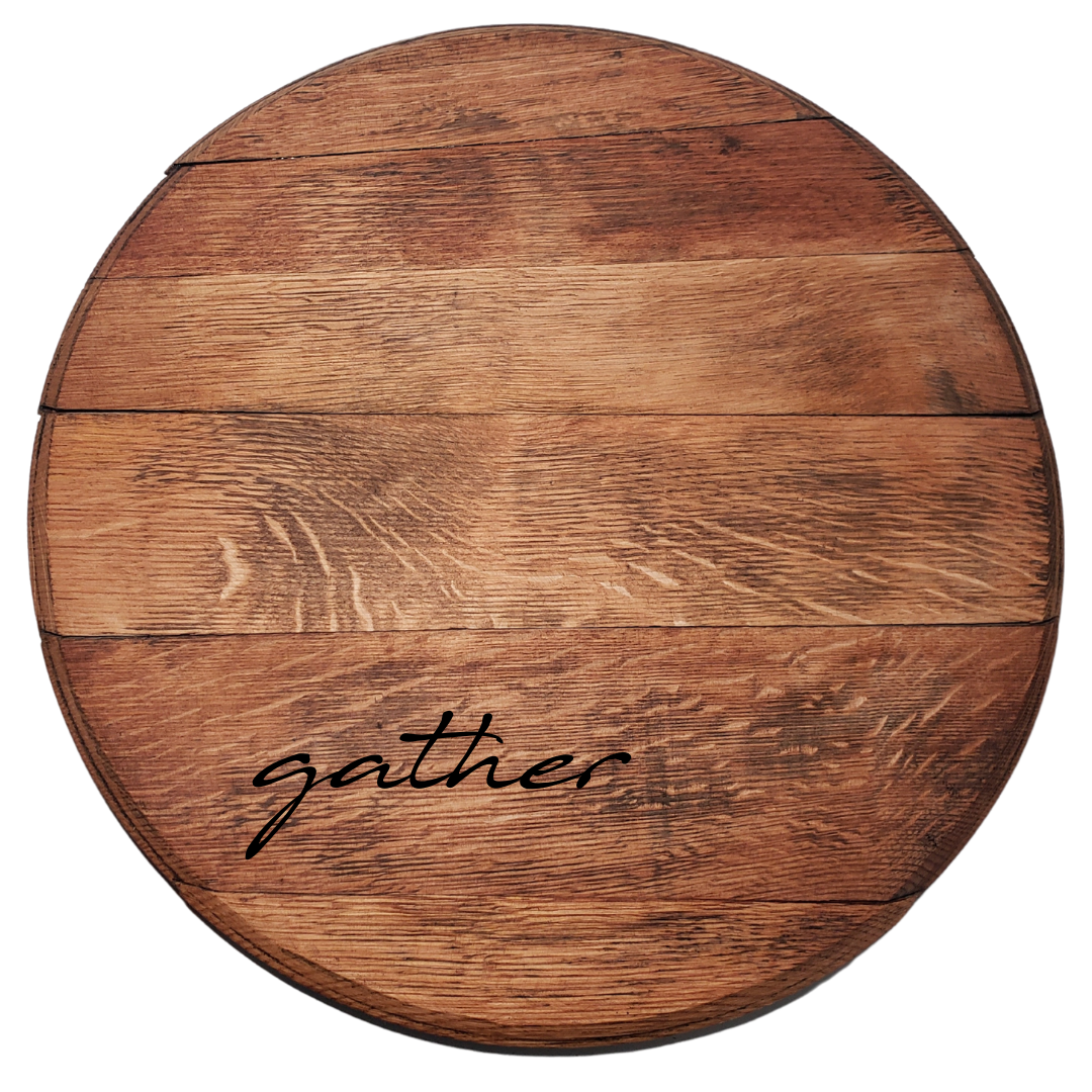 Wine Barrel Head Lazy Susan Tray - WhiskeyandWineDesign