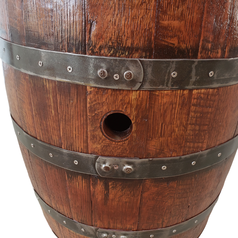 Bourbon or Wine Barrel Single Door Cabinet/ 2 Shelves / LED Light with Remote - WhiskeyandWineDesign