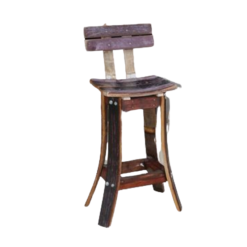 Whiskey Barrel Oak Stave Stool - High Back Stool - Get Groovy Deals Texas